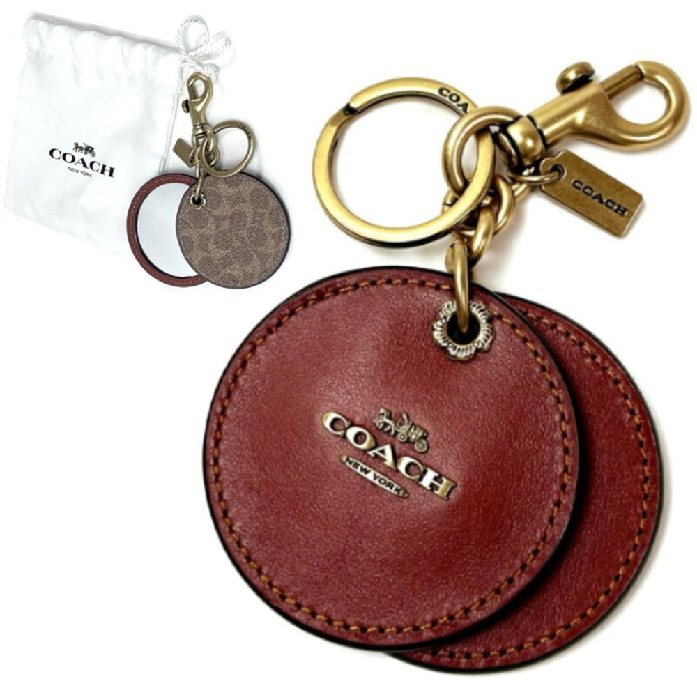 Coach Keychain Bag Charm for Women and Men - Brown Signature Genuine Leather